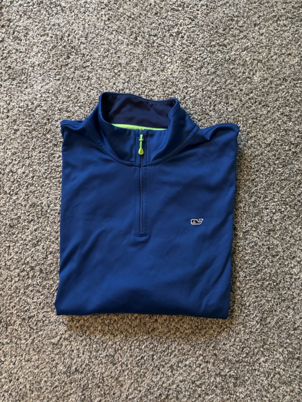 Vineyard Vines Royal Blue Quarter-Zip Pullover with Lime Accent